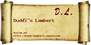 Dudás Lambert névjegykártya